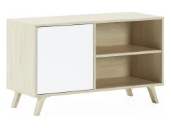 Skraut Home Móvel de TV modelo WIND, cor Carvalho e Branco, 95x40x57cm^ Móvel De Tv