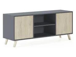 Móvel De Tv*Skraut Home Móvel de TV modelo WIND, cor Cinza Antracite e carvalho, 137x40x57cm Cinzento / Bege