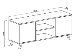 Móvel De Tv*Skraut Home Móvel de TV modelo WIND, cor Cinza Antracite e carvalho, 137x40x57cm Cinzento / Bege