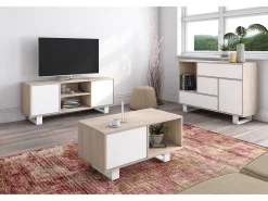 Móvel De Tv*Skraut Home Móvel de TV modelo WIND, cor Carvalho e Branco, 95x40x57cm Natural claro