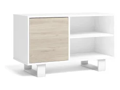 Móvel De Tv*Skraut Home Móvel de TV modelo WIND, cor Branco e Carvalho, 95x40x57cm Natural claro
