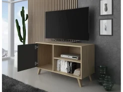 Móvel De Tv|Skraut Home Móvel de TV modelo WIND, cor Carvalho e Cinzento antracite, 95x40x57cm Natural claro