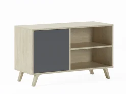 Móvel De Tv|Skraut Home Móvel de TV modelo WIND, cor Carvalho e Cinzento antracite, 95x40x57cm Natural claro