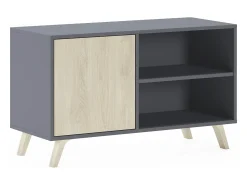 Móvel De Tv*Skraut Home Móvel de TV modelo WIND, cor Cinza Antracite e Carvalho, 95x40x57cm Natural claro