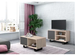 Móvel De Tv*Skraut Home Móvel de TV modelo WIND, cor Carvalho e Cinzento antracite, 95x40x57cm Cinza antracite