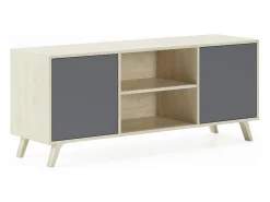 Clearance Skraut Home Móvel de TV modelo WIND, cor Carvalho e Cinza Antracite, 137x40x57cm Natural claro