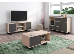 Móvel De Tv*Skraut Home Móvel de TV modelo WIND, cor Carvalho e , 137x40x57cm Cinza antracite