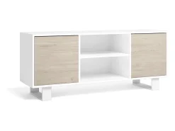 Skraut Home Móvel de TV modelo WIND, cor Branco e Carvalho, 137x40x57cm^ Móvel De Tv