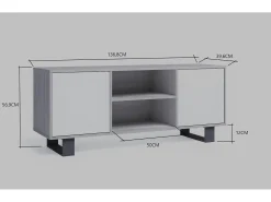 Skraut Home Móvel de TV modelo WIND, cor Branco e Carvalho, 137x40x57cm^ Móvel De Tv