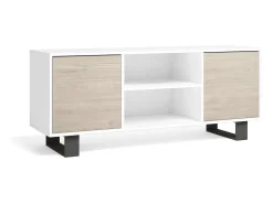 Móvel De Tv|Skraut Home Móvel de TV modelo WIND, cor Branco e Carvalho, 137x40x57cm Natural claro