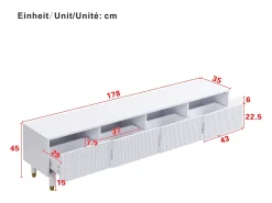 Móvel De Tv|Merax Móvel de TV moderno - 178 cm x 35 x 45 cm - com 4 gavetas - para sala de estar - MDF - Branco