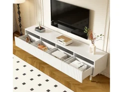 Móvel De Tv|Merax Móvel de TV moderno - 178 cm x 35 x 45 cm - com 4 gavetas - para sala de estar - MDF - Branco