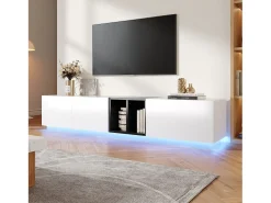 Móvel De Tv|Merax Móvel de TV moderno - 190 x 40 x 35 cm - com 1 gaveta + 2 portas + compartimentos abertos - madeira - Branco