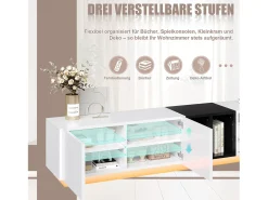 Móvel De Tv|Merax Móvel de TV moderno - 190 x 40 x 35 cm - com 1 gaveta + 2 portas + compartimentos abertos - madeira - Branco