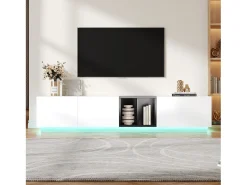 Móvel De Tv|Merax Móvel de TV moderno - 190 x 40 x 35 cm - com 1 gaveta + 2 portas + compartimentos abertos - madeira - Branco