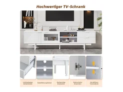 Outlet Merax Móvel de TV moderno - 200 x 40 x 50,5 cm - com 2 portas + 2 gavetas - para TV de 80 polegadas - aglomerado - Branco