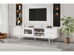 Outlet Merax Móvel de TV moderno - 200 x 40 x 50,5 cm - com 2 portas + 2 gavetas - para TV de 80 polegadas - aglomerado - Branco