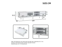 Outlet Merax Móvel de TV moderno - 200 x 40 x 50,5 cm - com 2 portas + 2 gavetas - para TV de 80 polegadas - aglomerado - Branco