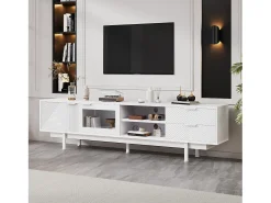Outlet Merax Móvel de TV moderno - 200 x 40 x 50,5 cm - com 2 portas + 2 gavetas - para TV de 80 polegadas - aglomerado - Branco