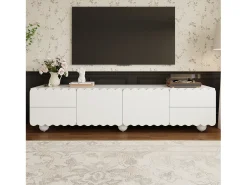 Merax Móvel de TV moderno - 175 x 38 x 37 cm - com 2 portas + 4 gavetas - design exclusivo - MDF + aglomerado -^ Móvel De Tv