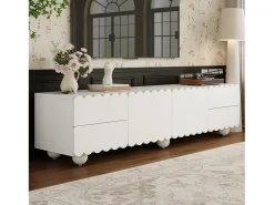 Merax Móvel de TV moderno - 175 x 38 x 37 cm - com 2 portas + 4 gavetas - design exclusivo - MDF + aglomerado -^ Móvel De Tv