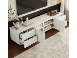 Merax Móvel de TV moderno - 175 x 38 x 37 cm - com 2 portas + 4 gavetas - design exclusivo - MDF + aglomerado -^ Móvel De Tv