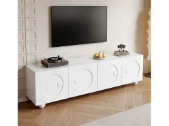 Móvel De Tv*Merax Móvel de TV moderno - 180,5 x 38 x 50 cm - com 4 portas - Design exclusivo - MDF + aglomerado - Branco