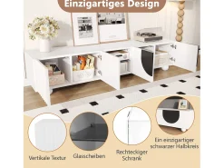 Móvel De Tv|Merax Móvel de TV moderno - 180 x 40 x 41,5 cm - com 4 portas + prateleira - design exclusivo - MDF + aglomerado - Branco