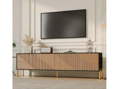 Móvel De Tv|Merax Móvel de TV moderno - 179 x 35 x 53,5 cm - design exclusivo - com 4 portas - aglomerado - preto + natural Natural claro