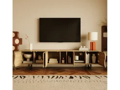 Móvel De Tv|Merax Móvel de TV moderno - 191 x 38 x 46,5 cm - com 5 portas - design exclusivo - MDF + aglomerado - cor natural Natural claro
