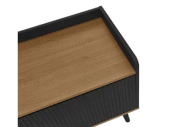 Merax Móvel de TV moderno - 160 x 39 x 49,5 cm - com 3 portas - MDF + aglomerado - natural + preto^ Móvel De Tv