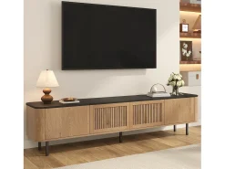 Móvel De Tv*Merax Móvel de TV moderno - 190 x 35 x 45 cm - com 4 portas - Design exclusivo - MDF + aglomerado - cor natural Natural claro