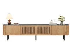 Móvel De Tv*Merax Móvel de TV moderno - 190 x 35 x 45 cm - com 4 portas - Design exclusivo - MDF + aglomerado - cor natural Natural claro