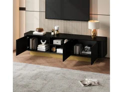 Merax Móvel de TV moderno - 170 x 40,5 x 47 cm - com 3 portas - frente texturizada - MDF + aglomerado -^ Móvel De Tv