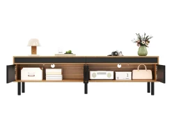Sale Merax Móvel de TV moderno - 170 x 38 x 47 cm - com 4 portas - aglomerado - Preto