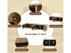 Móvel De Tv|Merax Móvel de TV moderno - 180 x 40 x 50 cm - com 4 portas - design simétrico - aglomerado - natural Natural claro