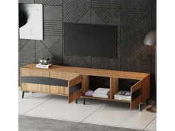Móvel De Tv|Merax Móvel de TV moderno - 180 x 40 x 50 cm - com 4 portas - design simétrico - aglomerado - natural Natural claro