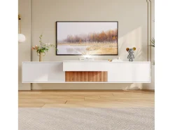 Móvel De Tv|Merax Móvel de TV moderno - 180 x 34 x 30 cm - design exclusivo - com 4 portas - aglomerado - Branco