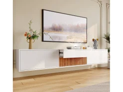 Móvel De Tv|Merax Móvel de TV moderno - 180 x 34 x 30 cm - design exclusivo - com 4 portas - aglomerado - Branco