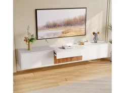 Móvel De Tv|Merax Móvel de TV moderno - 180 x 34 x 30 cm - design exclusivo - com 4 portas - aglomerado - Branco
