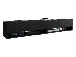 Best Móvel de TV moderno 180 cm – sem puxadores, cor , mate, de chão ou suspenso Preto