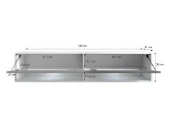 Móvel De Tv* Móvel de TV moderno 140 cm – sem puxadores, de chão ou suspenso, 1 porta basculante, 2 nichos, cor carvalho wotan mate Castanho