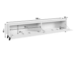Móvel de TV moderno 190 cm artisan com pés para sala de estar, frentes em MDF brancas com ranhuras, 4 portas basculantes^ Móvel De Tv