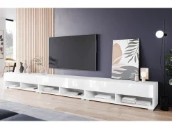 Móvel de TV moderno 300 cm com LED – sem puxadores, corpo mate, frentes brilho Polygloss, suspenso ou de pé^ Móvel De Tv