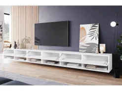 Móvel de TV moderno 300 cm com LED – sem puxadores, corpo mate, frentes brilho Polygloss, suspenso ou de pé^ Móvel De Tv