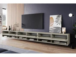 Discount Móvel de TV moderno 300 cm com LED – sem puxadores, caxemira mate, suspenso ou de pé Bege