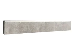 Móvel de TV moderno 180 cm para sala com LED – 2 portas, sem puxadores, betão fosco, de chão ou suspenso^ Móvel De Tv