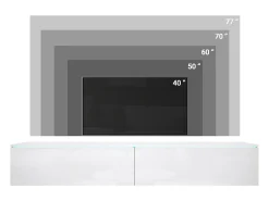 Móvel De Tv* Móvel de TV moderno 180 cm para sala com LED – 2 portas, sem puxadores, cinza paládio fosco, de chão ou suspenso Cinzento claro