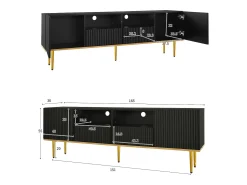 Móvel De Tv|ModernLuxe Móvel de TV moderno - com 2 portas e 2 gavetas - pés de metal - Preto