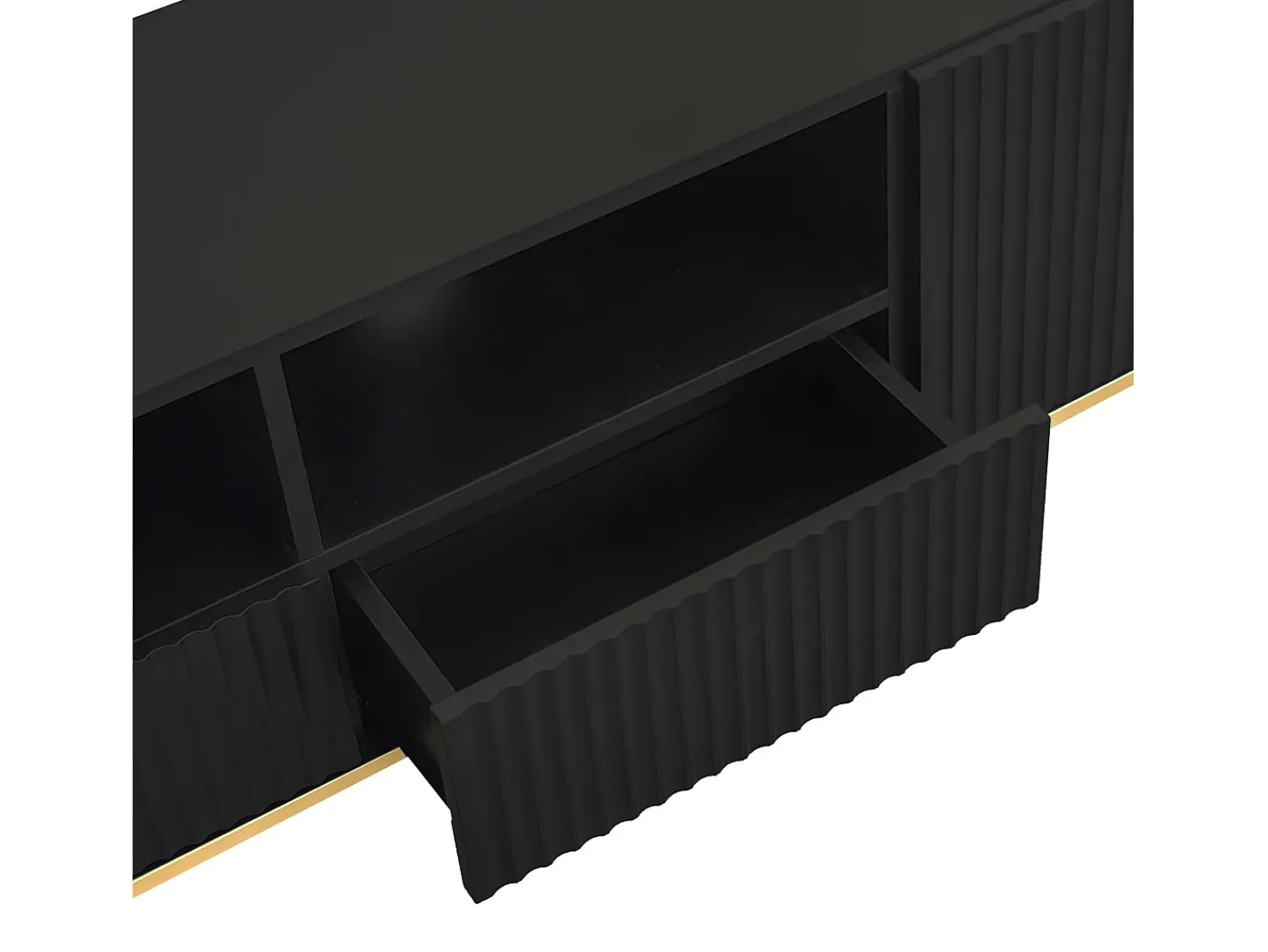 Móvel De Tv|ModernLuxe Móvel de TV moderno - com 2 portas e 2 gavetas - pés de metal - Preto